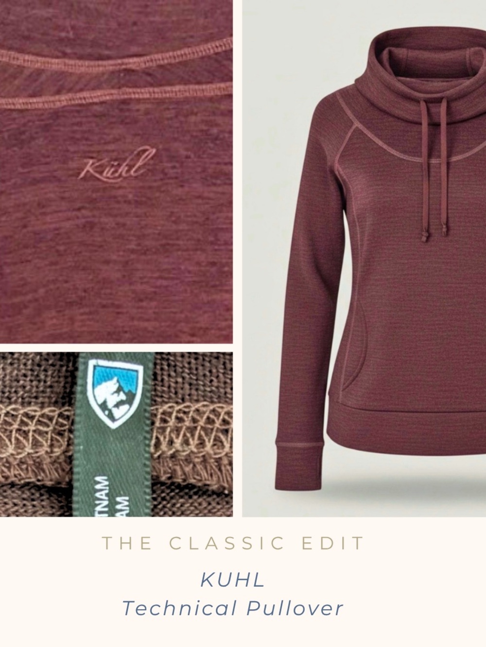 KÜHL Lea Funnel Neck Pullover | Ganache Burgundy | Kangaroo Pocket | Thumb Loops